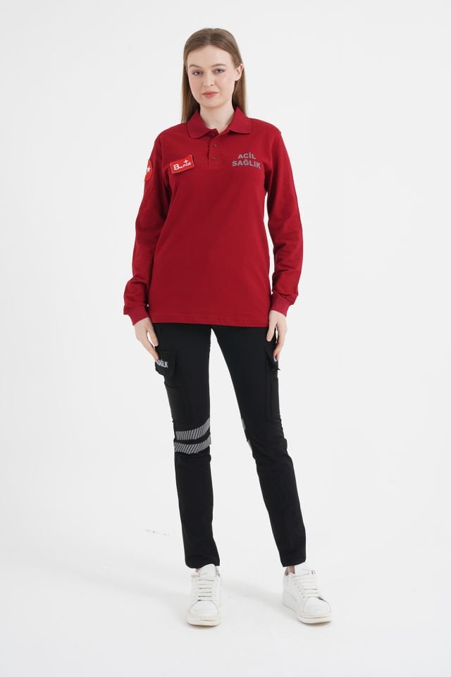 Acil Sağlık Bordo Uzun Kol Lacost (Unisex)