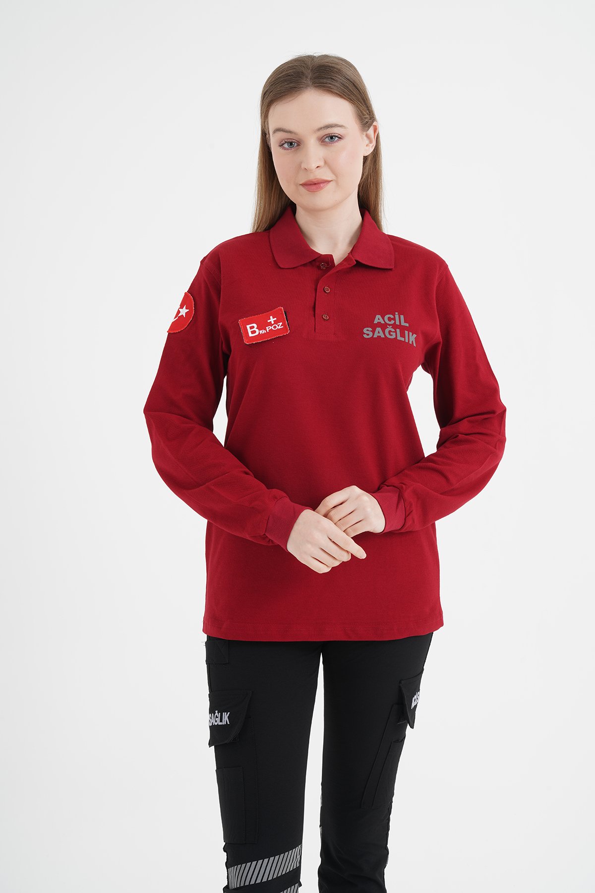 Acil Sağlık Bordo Uzun Kol Lacost (Unisex)