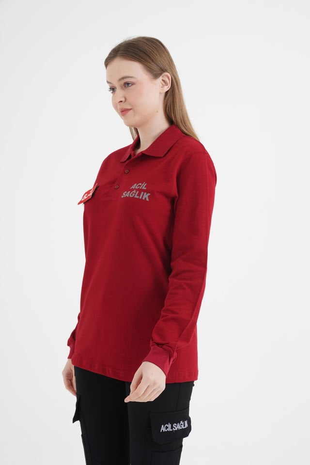Acil Sağlık Bordo Uzun Kol Lacost (Unisex)