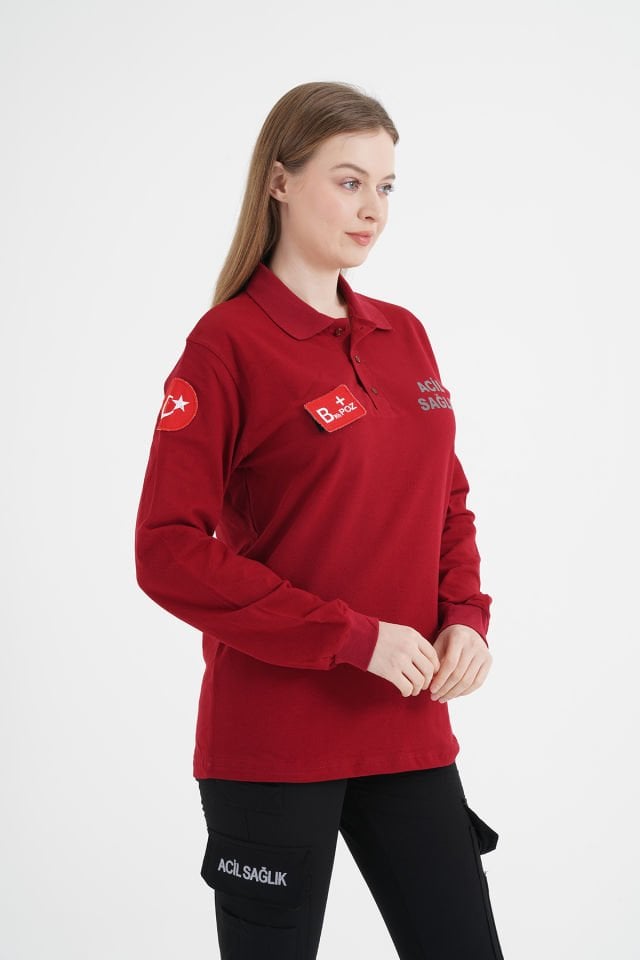 Acil Sağlık Bordo Uzun Kol Lacost (Unisex)