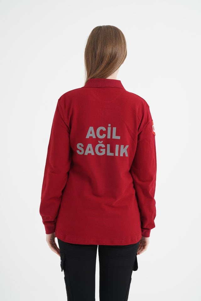 Acil Sağlık Bordo Uzun Kol Lacost (Unisex)