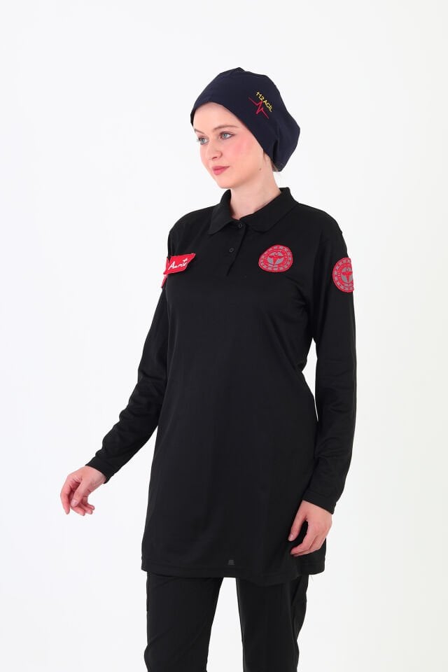Yeni 112 Acil Sağlık Siyah Comfort Tunik T-shirt (Fileli)