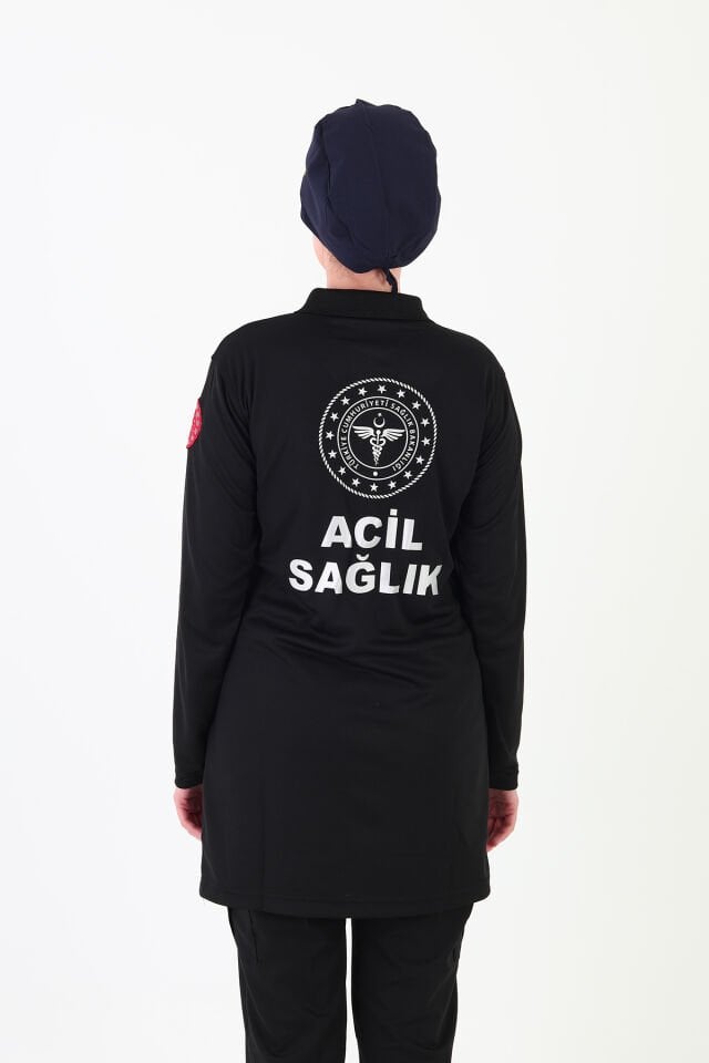 Yeni 112 Acil Sağlık Siyah Comfort Tunik T-shirt (Fileli)