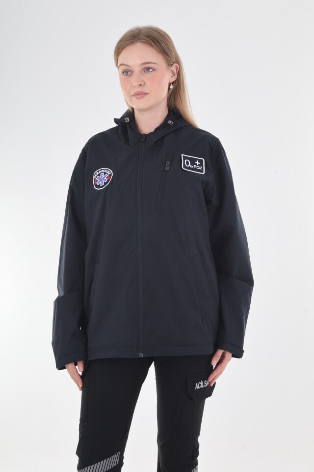 Paramedik Lacivert Mevsimlik Kapşonlu Mont (Unisex)