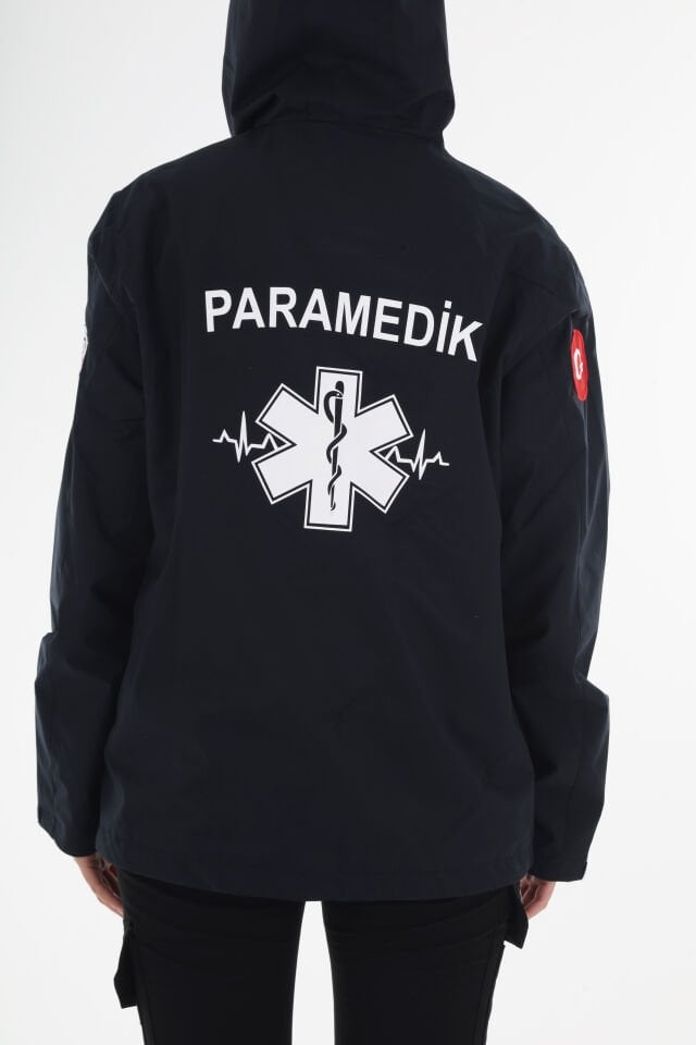Paramedik Lacivert Mevsimlik Kapşonlu Mont (Unisex)
