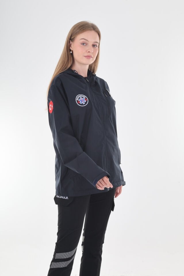 Paramedik Lacivert Mevsimlik Kapşonlu Mont (Unisex)