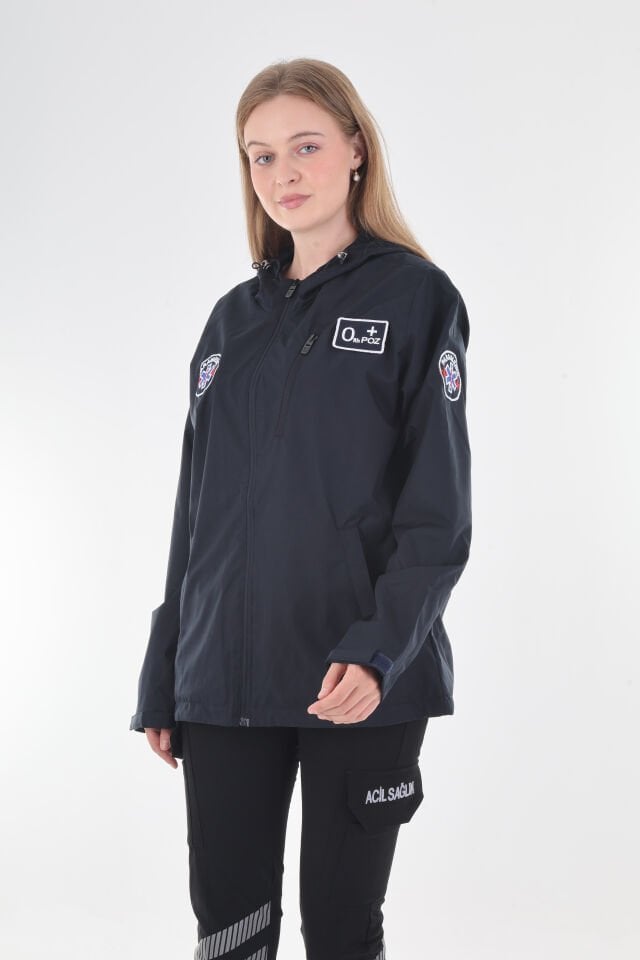 Paramedik Lacivert Mevsimlik Kapşonlu Mont (Unisex)