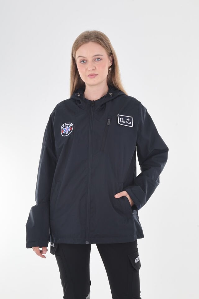 Paramedik Lacivert Mevsimlik Kapşonlu Mont (Unisex)
