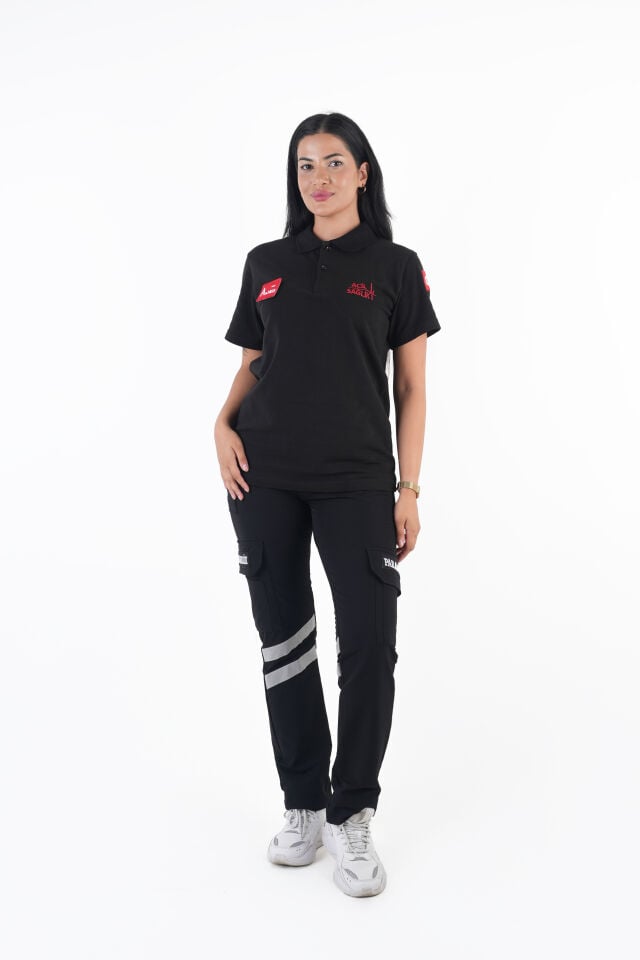 Ritimli Acil Sağlık Siyah Lacost Kısa Kol T-shirt (Unisex)