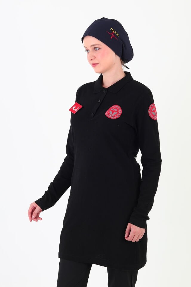 Yeni 112 Acil Sağlık Siyah Tunik Lacoste T-shirt