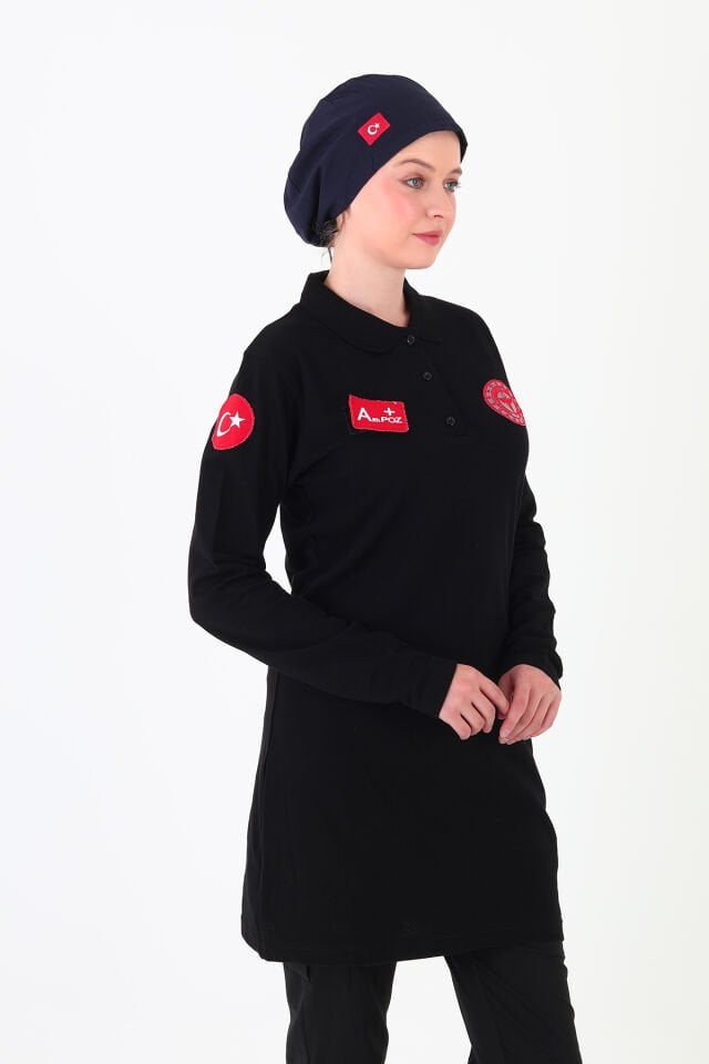 Yeni 112 Acil Sağlık Siyah Tunik Lacoste T-shirt