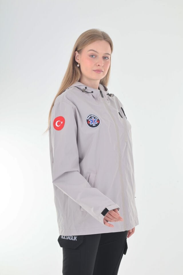Paramedik Duman Grisi Mevsimlik Kapşonlu Mont (Unisex)