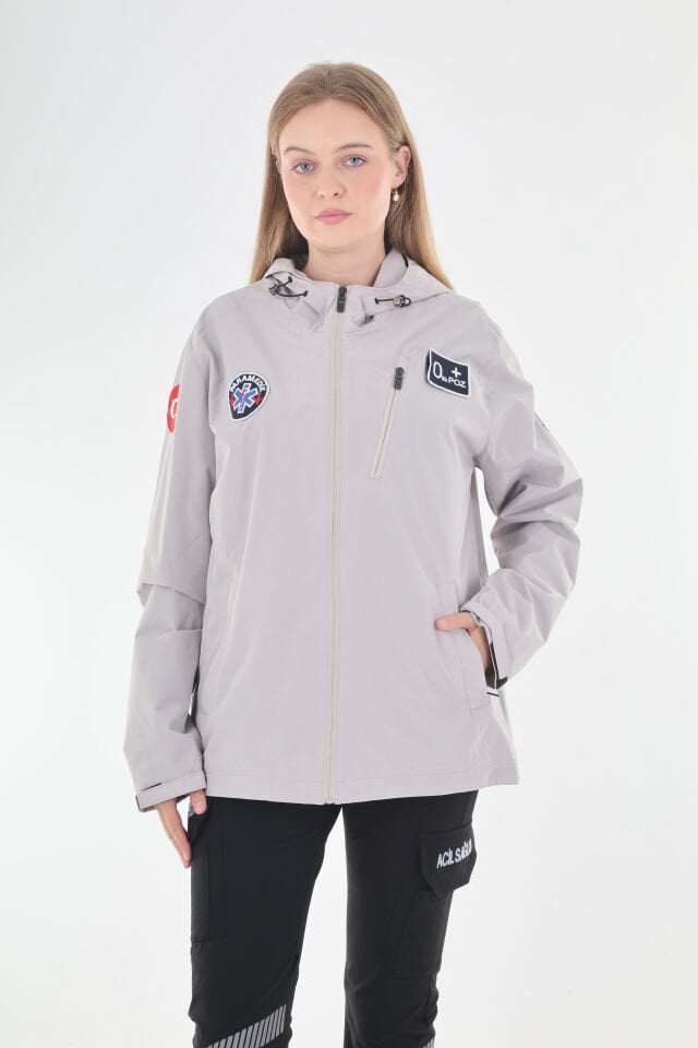 Paramedik Duman Grisi Mevsimlik Kapşonlu Mont (Unisex)
