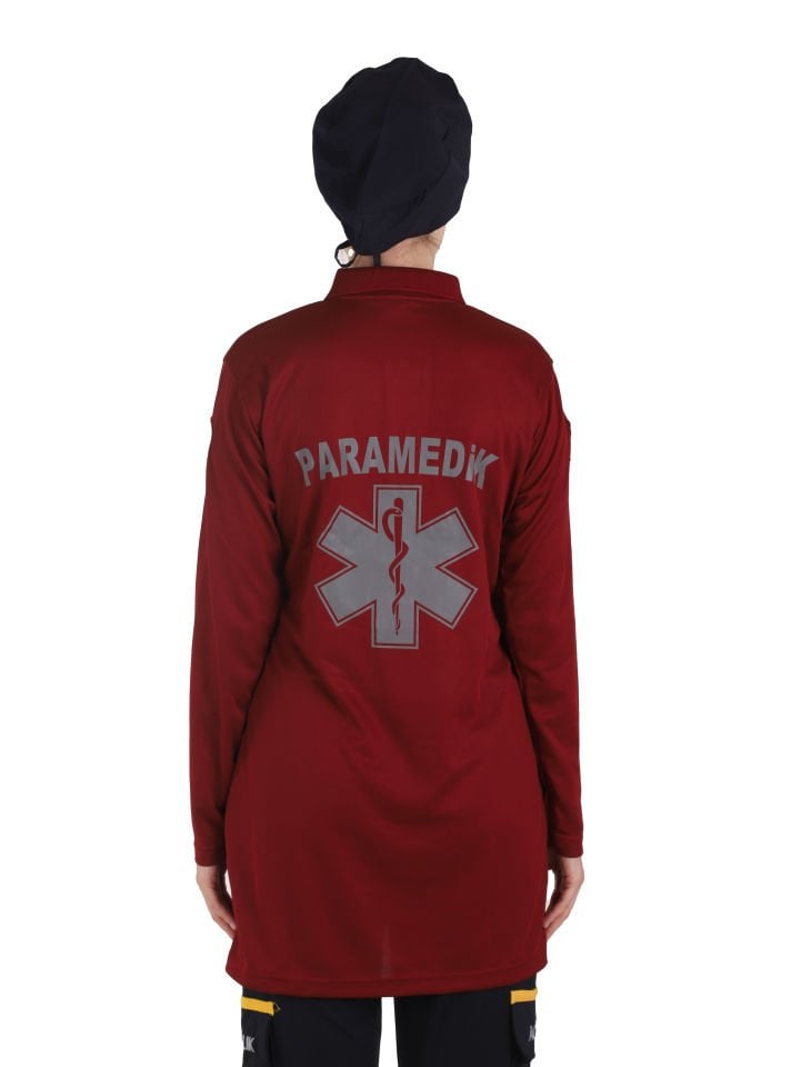 Yeni Paramedik Bordo Comfort Tunik T-shirt (Fileli)