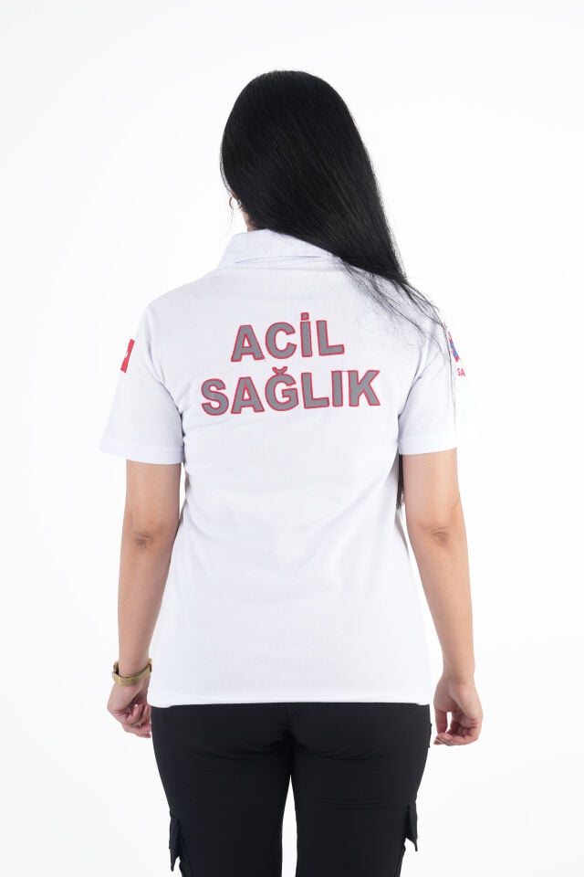 Ritimli Acil Sağlık Beyaz Lacost T-shirt (Unisex)