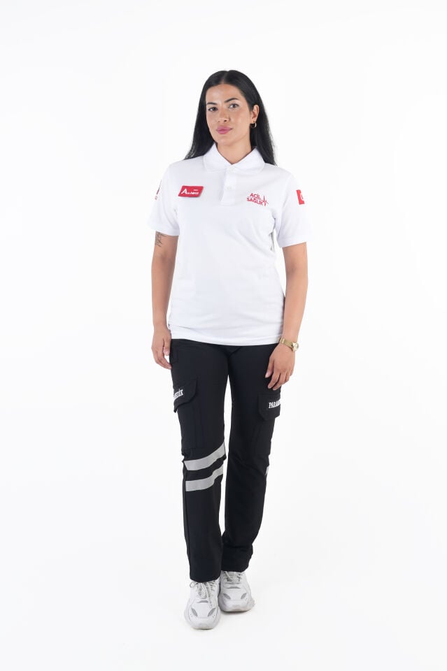 Ritimli Acil Sağlık Beyaz Lacost T-shirt (Unisex)