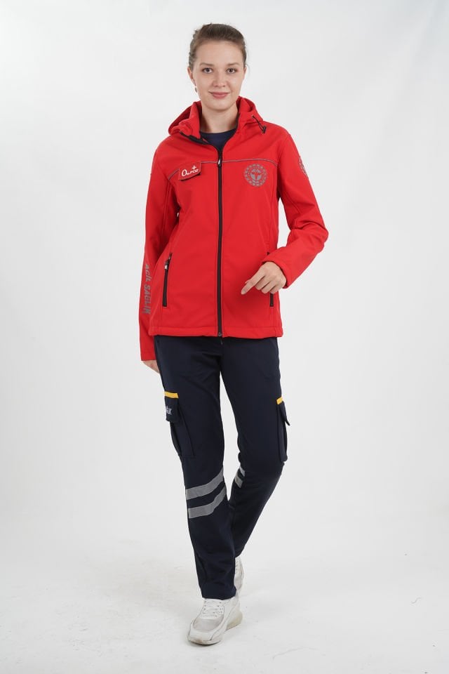 Yeni Evde Sağlık Kırmızı Mont (Unisex-Su Geçirmez)