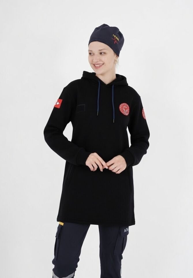 112 Acil Sağlık Siyah Kapşonlu Swit