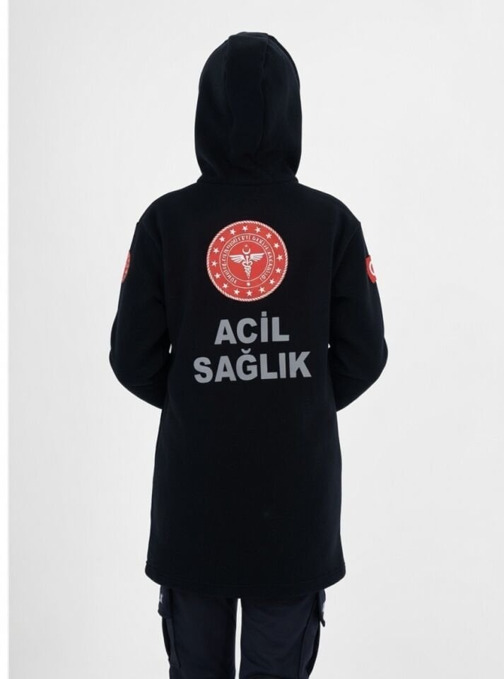 112 Acil Sağlık Siyah Tunik Kapşonlu Swit