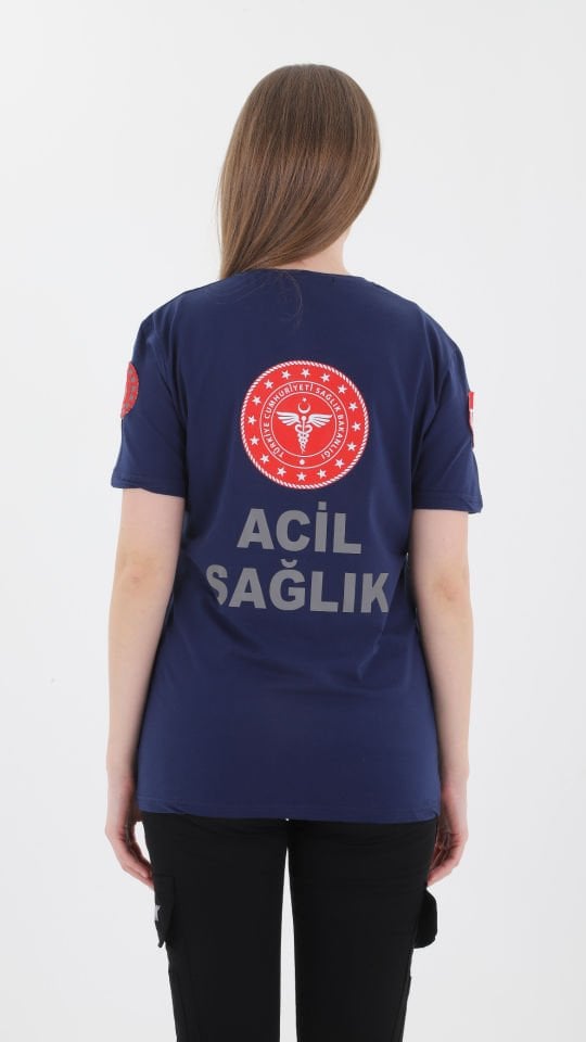 Yeni Petrol Mavisi 112 Acil Sağlık Penye T-shirt (Unisex)