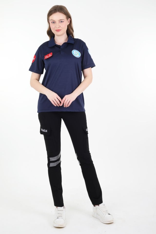 Evde Sağlık Lacivert Polo Yaka Comfort T-shirt (Unisex-Fileli)