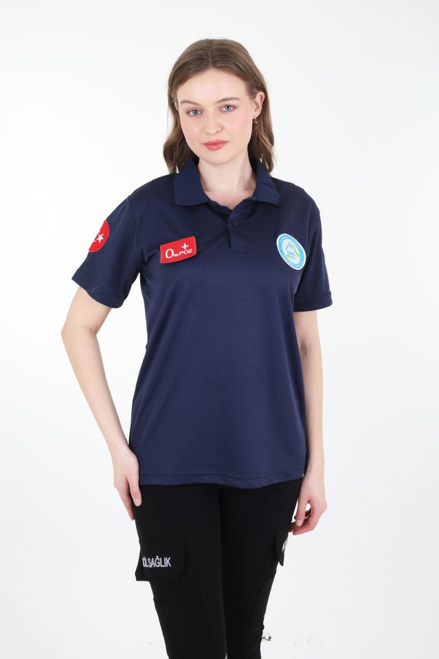 Evde Sağlık Lacivert Polo Yaka Comfort T-shirt (Unisex-Fileli)