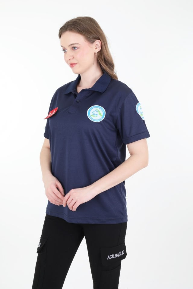 Evde Sağlık Lacivert Polo Yaka Comfort T-shirt (Unisex-Fileli)