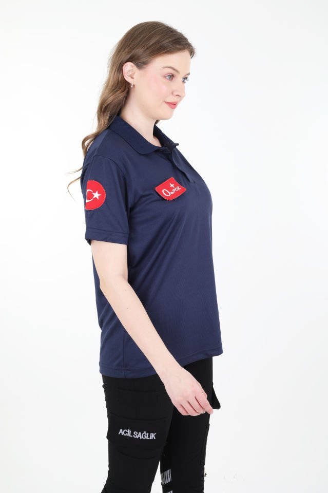 Evde Sağlık Lacivert Polo Yaka Comfort T-shirt (Unisex-Fileli)