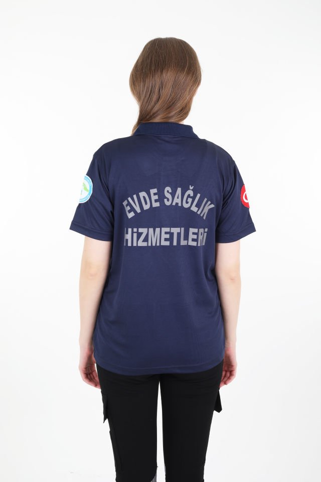 Evde Sağlık Lacivert Polo Yaka Comfort T-shirt (Unisex-Fileli)