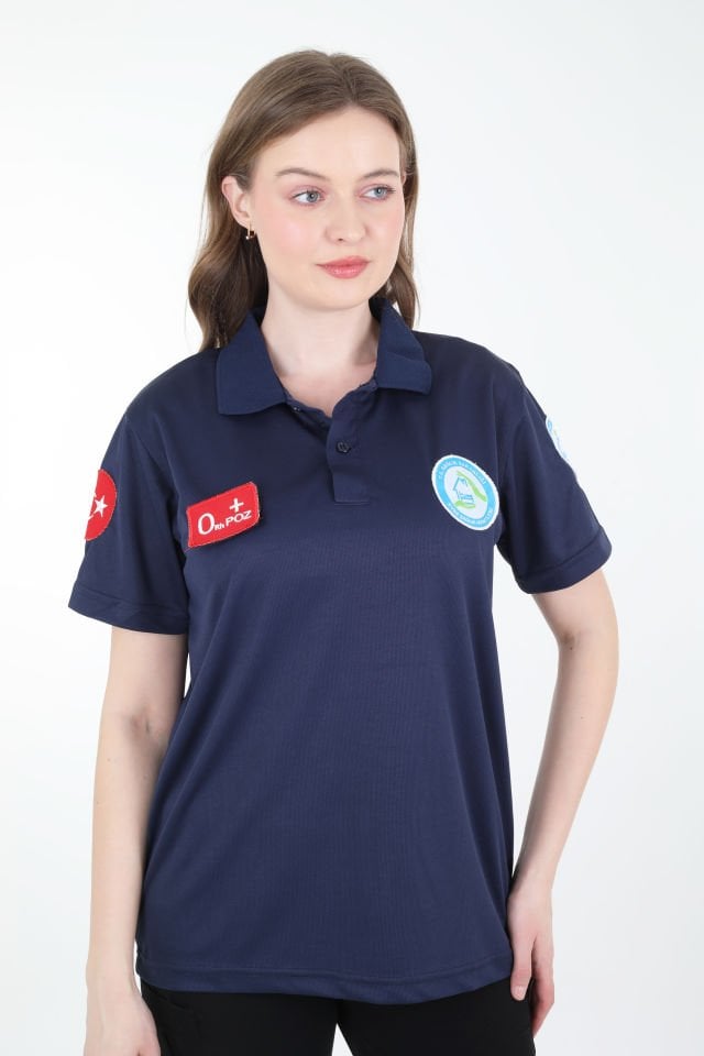Evde Sağlık Lacivert Polo Yaka Comfort T-shirt (Unisex-Fileli)