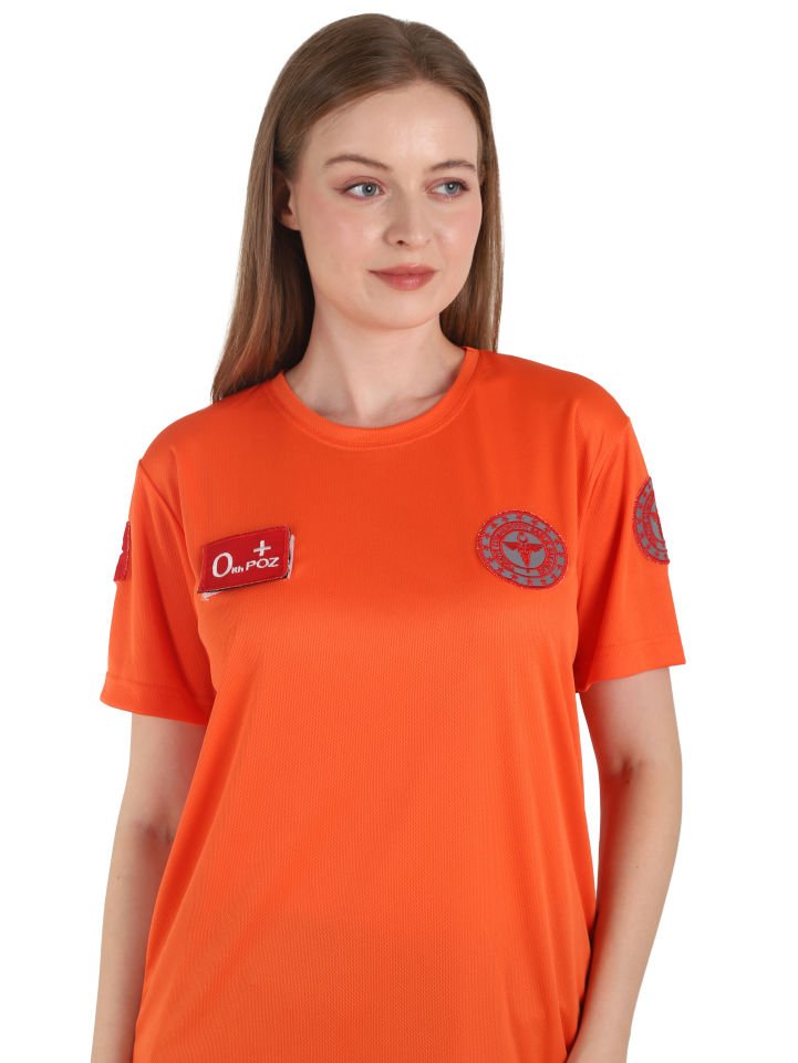 Yeni 112 Acil Sağlık Turuncu Sıfır Yaka Comfort T-shirt (Unisex-Fileli)