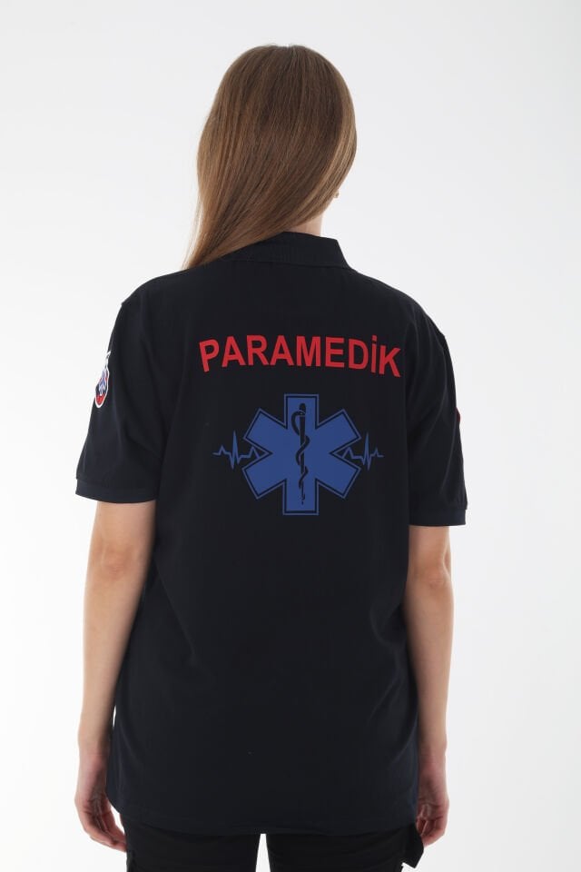 Paramedik Fermuarlı Lacivert Penye T-shirt (Unisex)