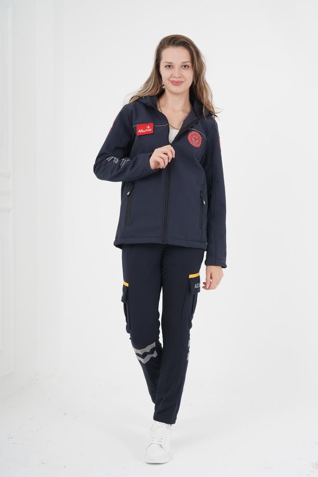 Yeni Evde Sağlık Lacivert Mont (Unisex-Su Geçirmez)