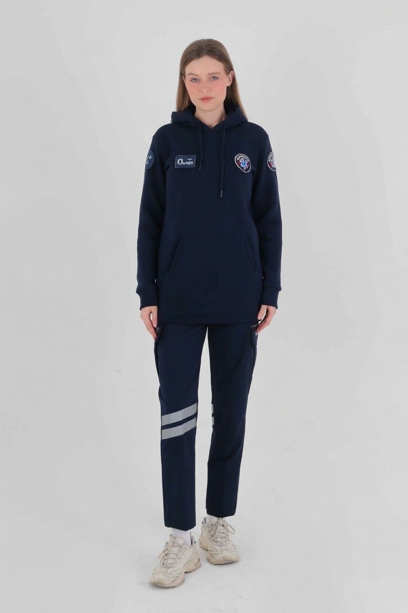 Paramedik Lacivert Kapşonlu Tunik Swit