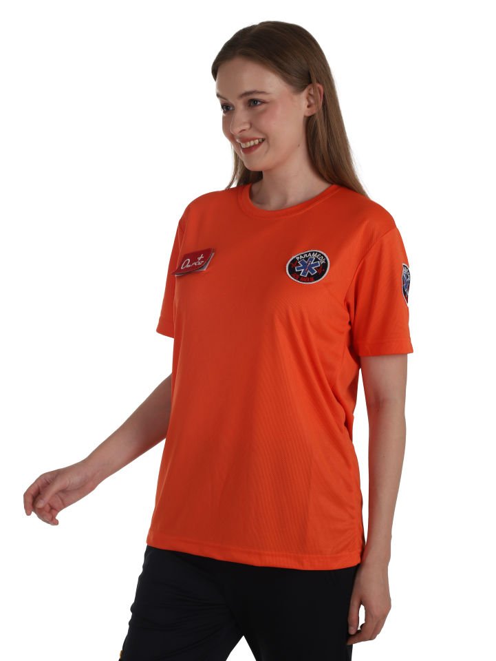 Yeni Paramedik Turuncu Sıfır Yaka Comfort T-shirt (Unisex-Fileli)