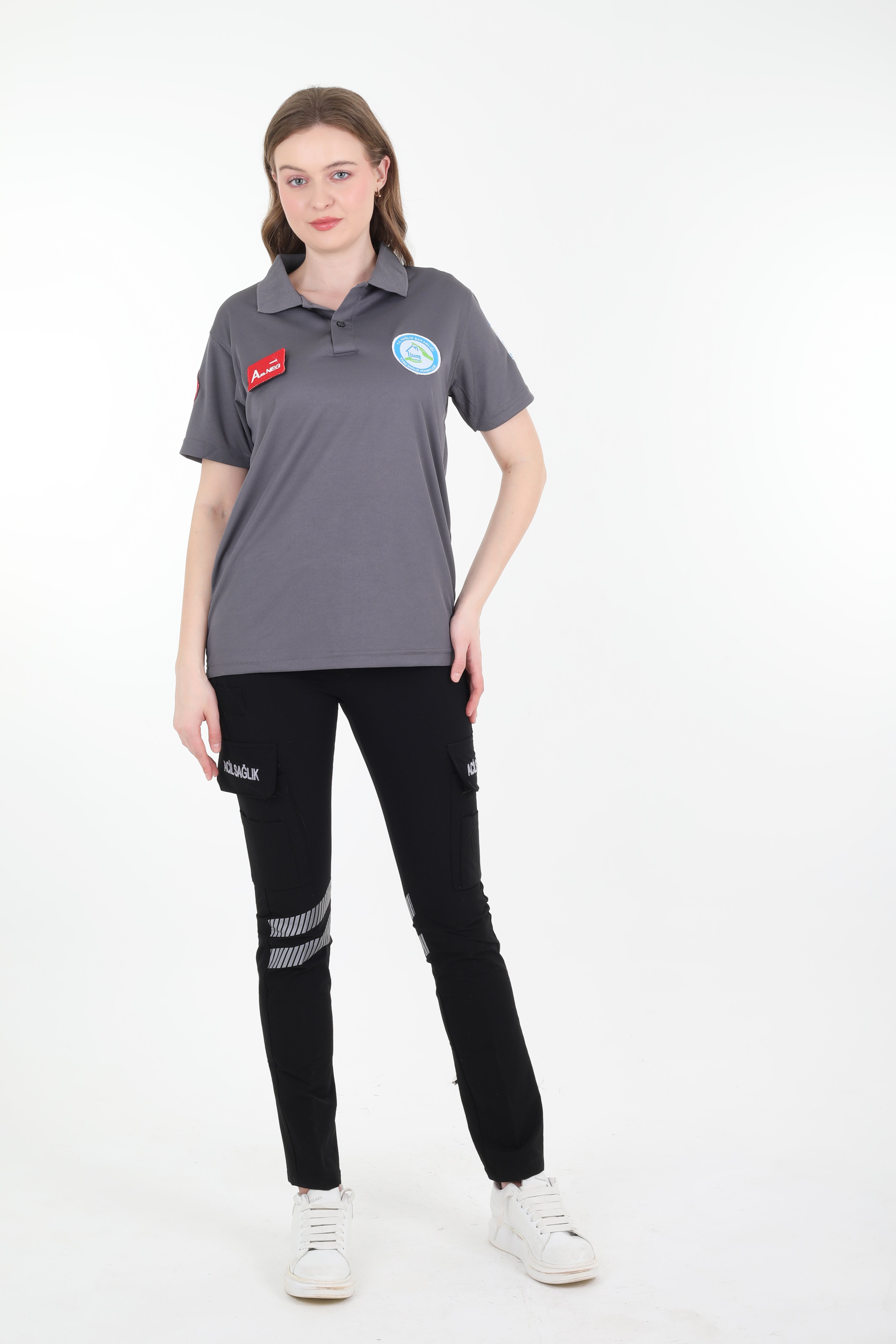 Evde Sağlık Füme Polo Yaka Comfort T-shirt (Unisex-Fileli)