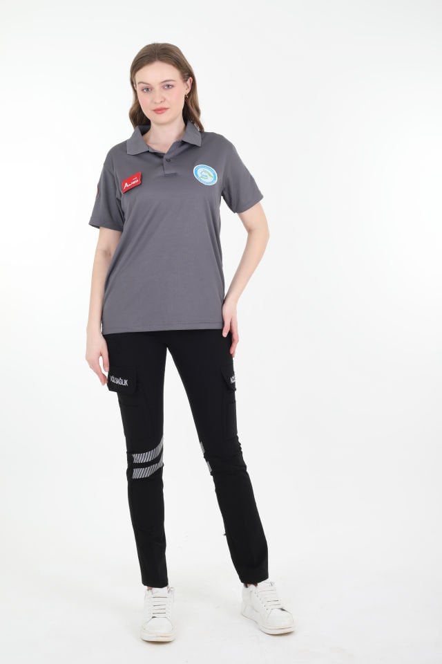Evde Sağlık Füme Polo Yaka Comfort T-shirt (Unisex-Fileli)