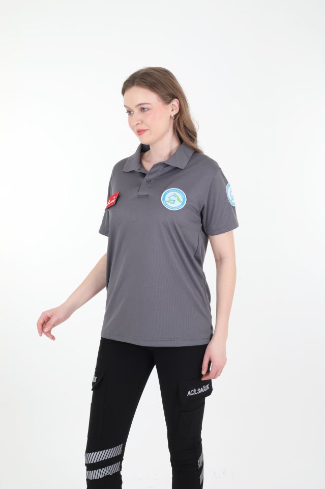 Evde Sağlık Füme Polo Yaka Comfort T-shirt (Unisex-Fileli)