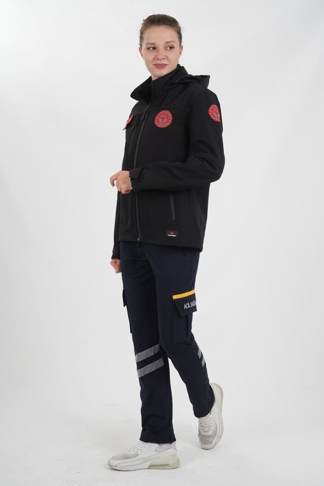 Yeni Evde Sağlık Siyah Mont (Unisex-Su Geçirmez)