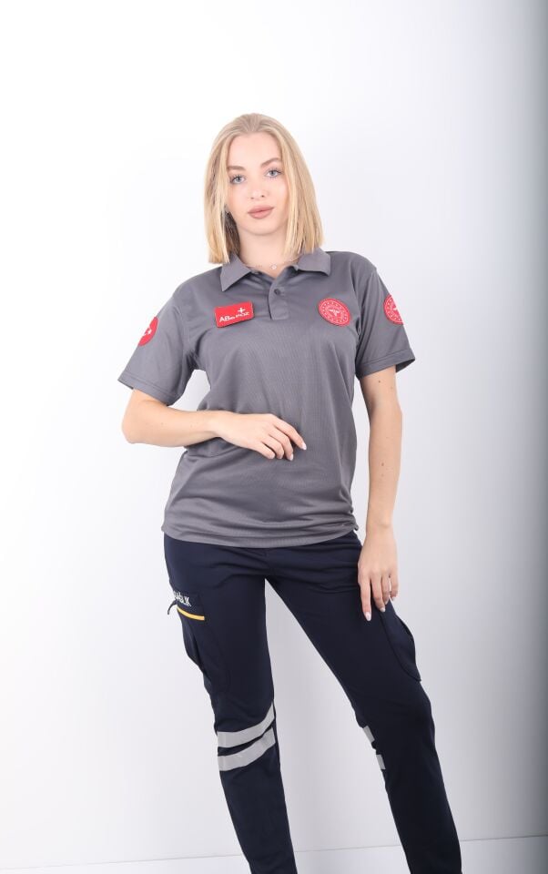 112 Acil Sağlık Füme Polo Yaka Comfort T-shirt (Fileli-Unisex)
