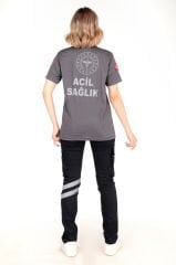 Yeni 112 Acil Sağlık Füme Polo Yaka Comfort T-shirt (Fileli-Unisex)