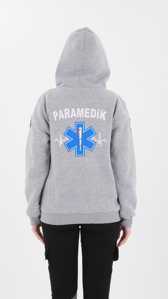 Yeni Paramedik Gri Kapşonlu Swit (Unisex)