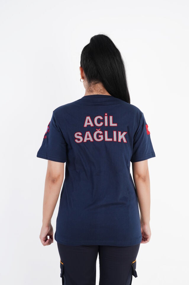 Ritimli Acil Sağlık Lacivert Penye Kısa Kol (Unisex)