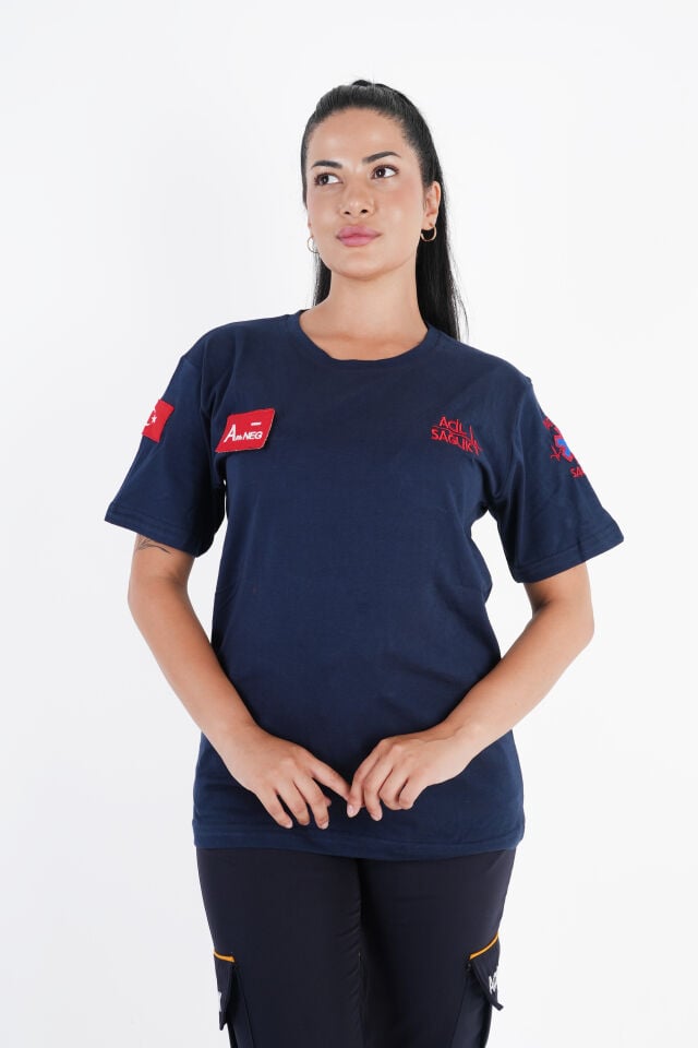Ritimli Acil Sağlık Lacivert Penye Kısa Kol (Unisex)