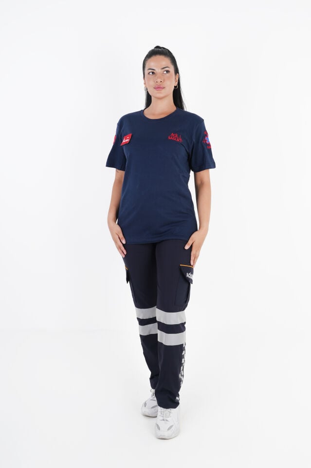 Ritimli Acil Sağlık Lacivert Penye Kısa Kol (Unisex)