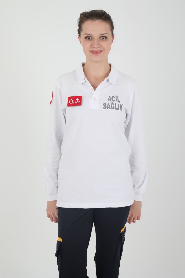 Acil Sağlık Beyaz Uzun Kollu Lacost (Unisex)