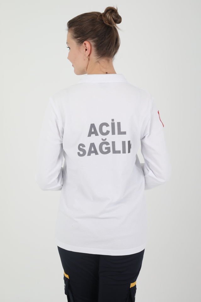 Acil Sağlık Beyaz Uzun Kollu Lacost (Unisex)