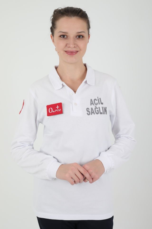 Acil Sağlık Beyaz Uzun Kollu Lacost (Unisex)