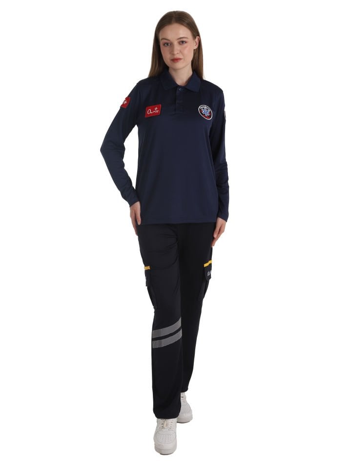 Yeni Paramedik Lacivert Uzun Kollu Polo Yaka Comfort T-shirt (Unisex-Fileli)