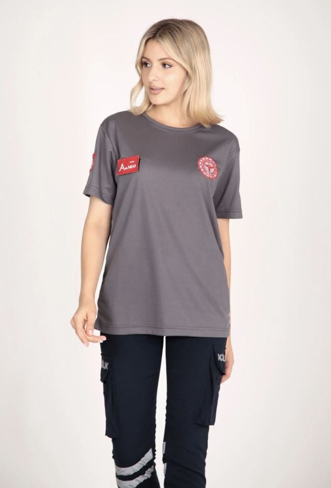 Evde Sağlık Sıfır Yaka Füme Comfort T-shirt (Unisex-Fileli)